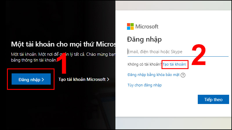 tạo tài khoản microsoft miễn phí